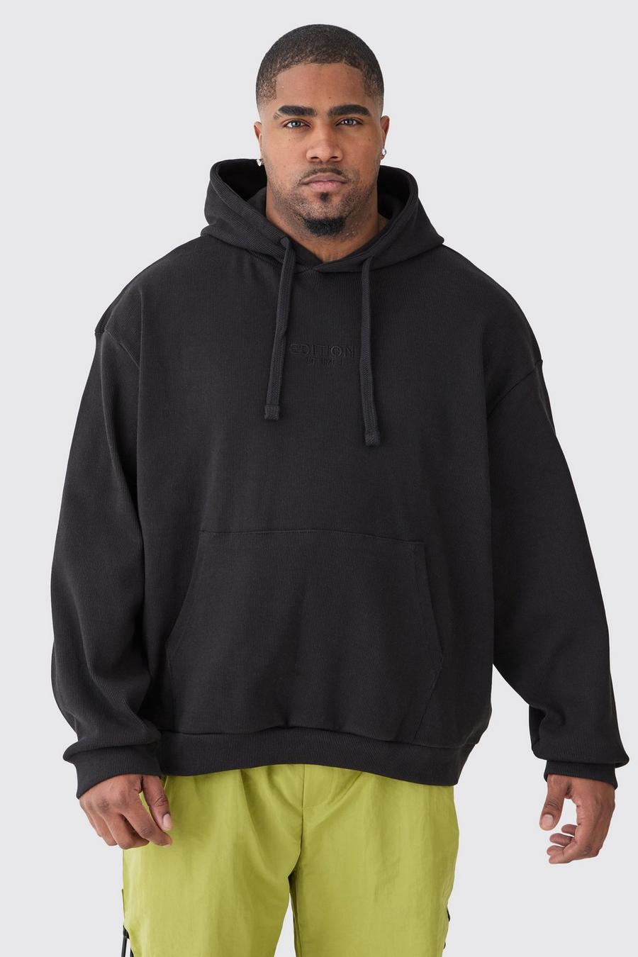 Black Plus EDITION Oversized Heavyweight Ribbed Hoodie image number 1