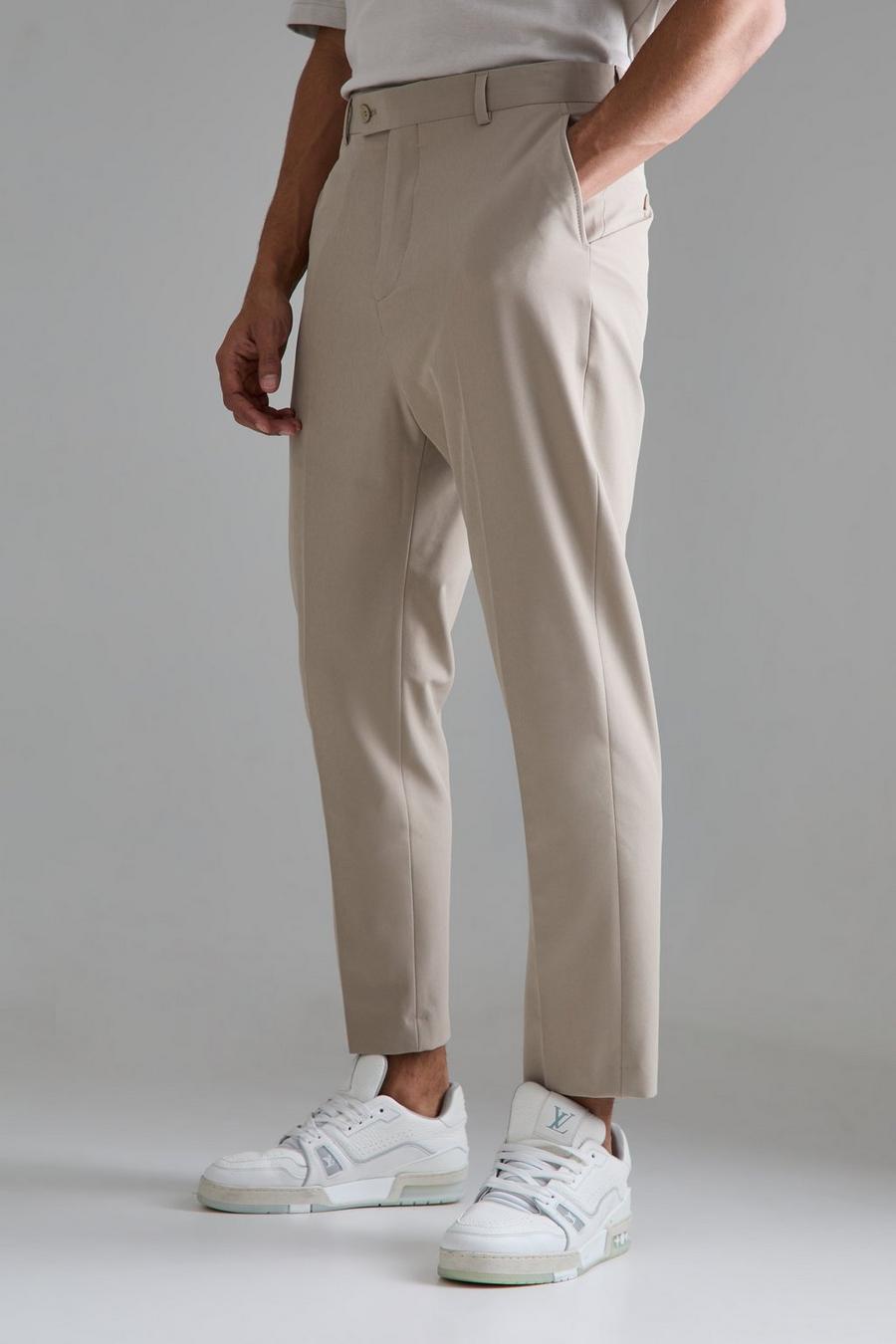 Taupe Toelopende Stretch High Rise Broek