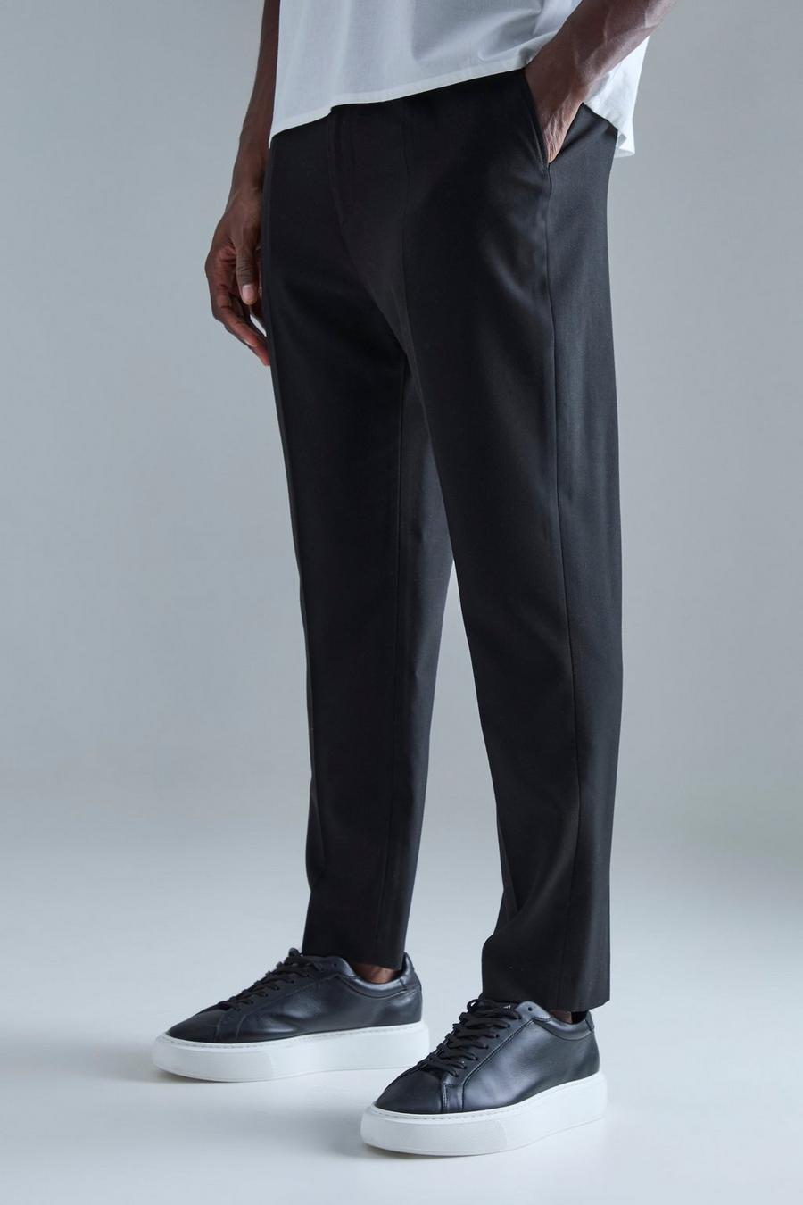 Black High Rise Tapered Crop Tailored Trouser image number 1