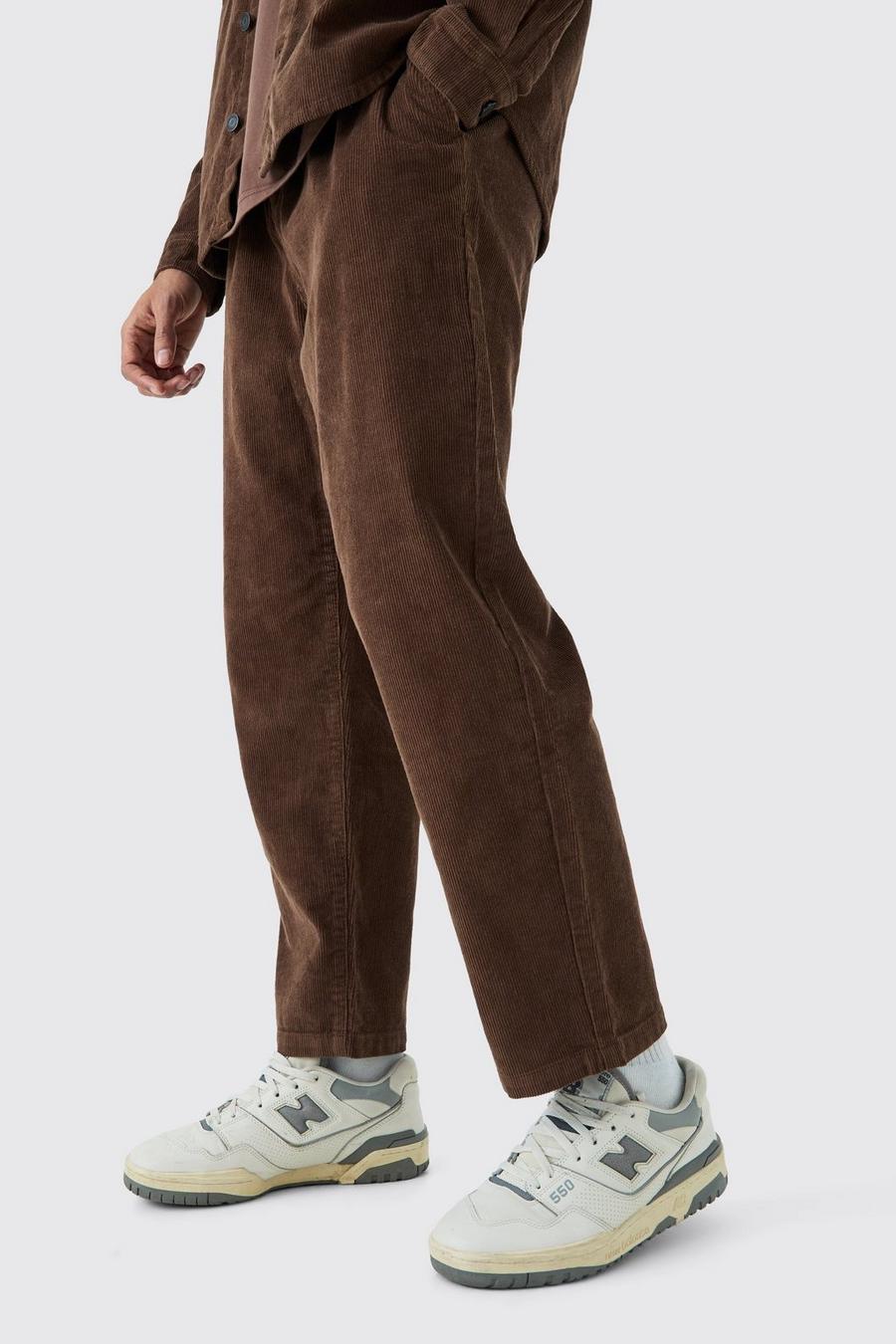 Elastic Waist Skate Cord Trouser In Chocolate