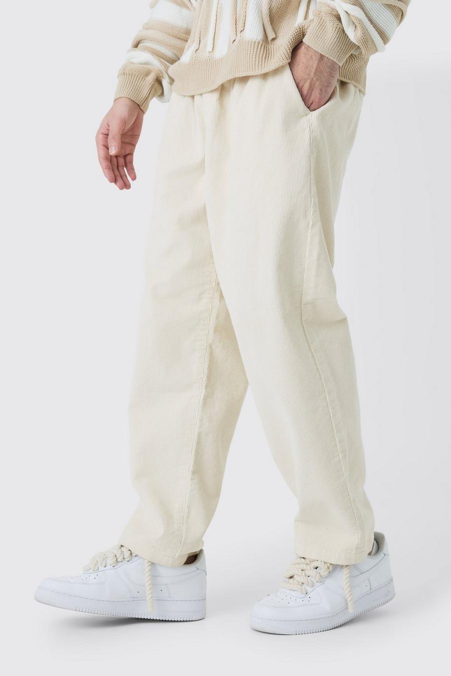 Elastic Waist Skate Cord Trouser In Sand image number 1