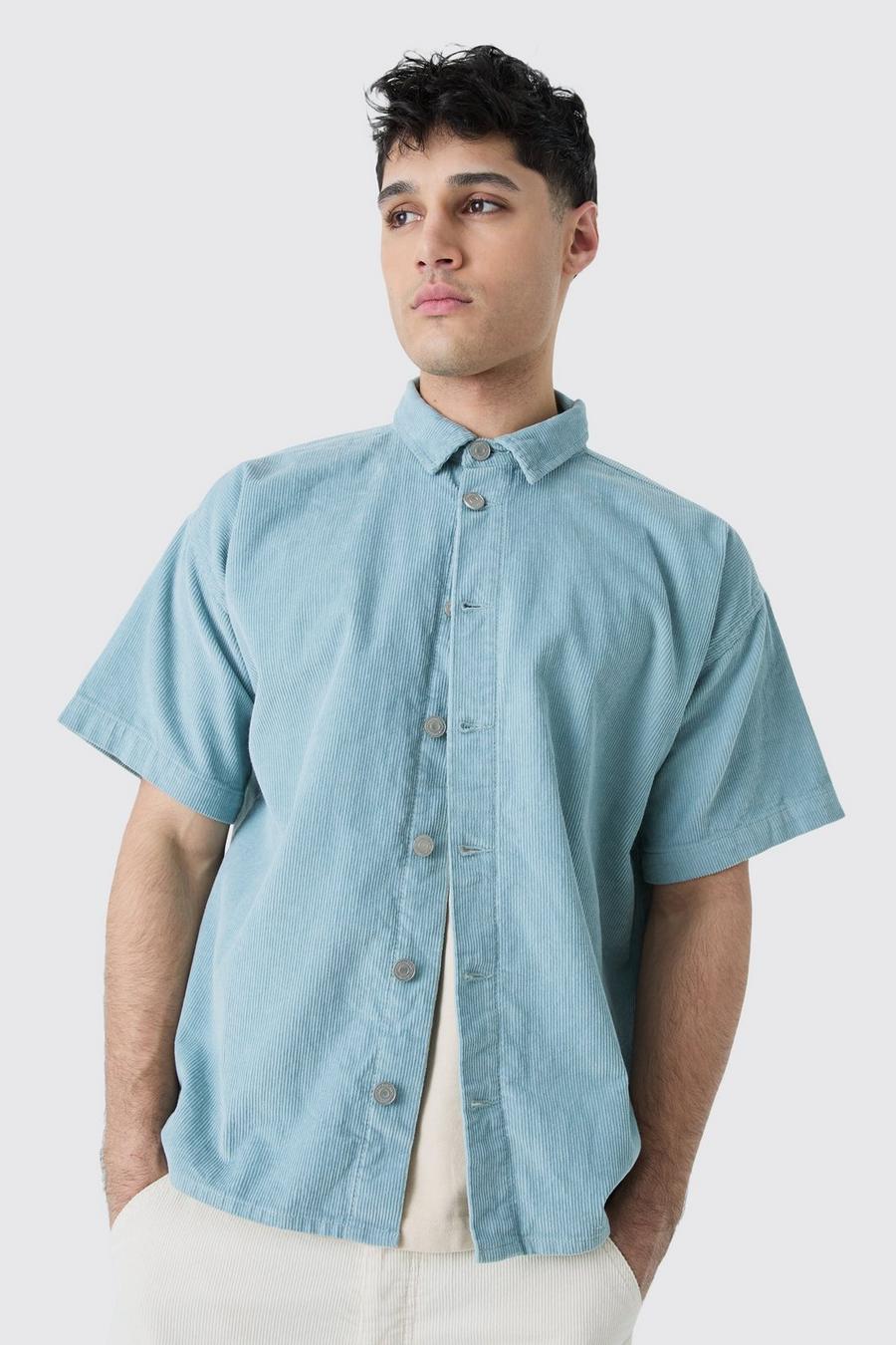 Boxy Cord Shirt In Slate image number 1