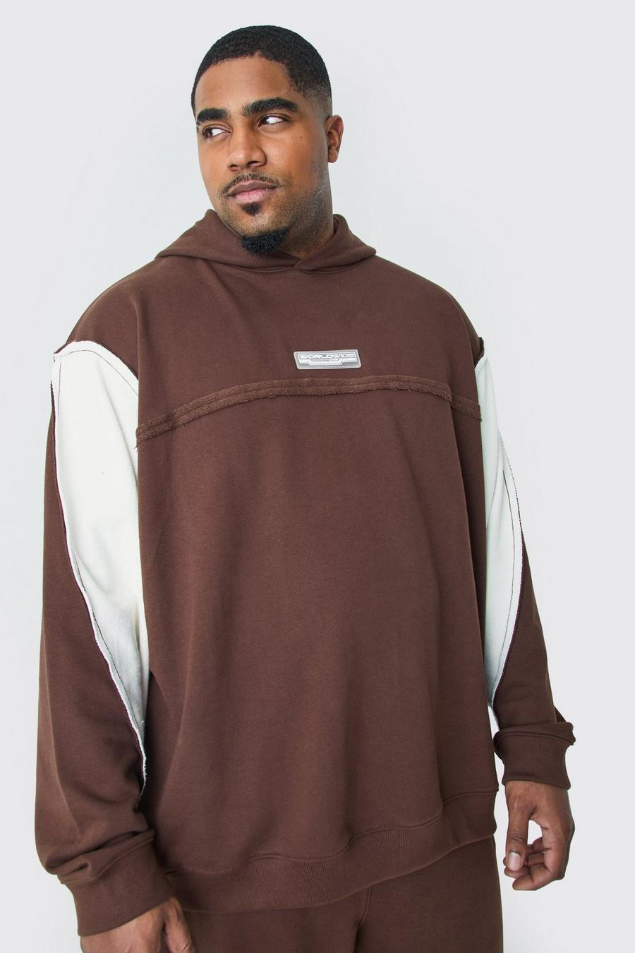 Chocolate Plus Oversize hoodie i sweatshirttyg med rå kant