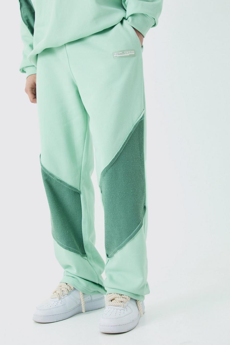 Mint Tall Relaxed Loop Back Raw Hem Panel Jogger