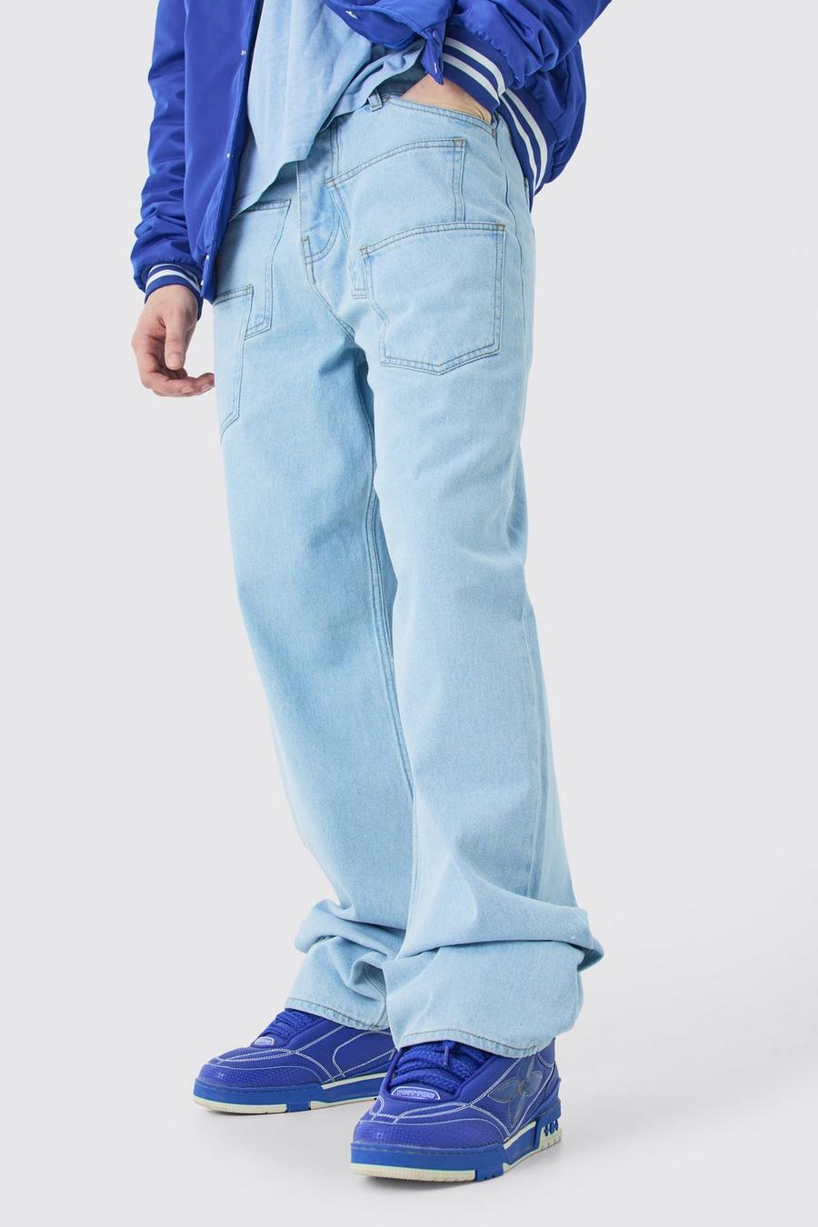Ice blue Tall Baggy Rigid Acid Wash Jeans