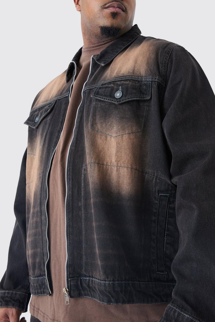 Grande taille - Veste en jean délavée, Brown