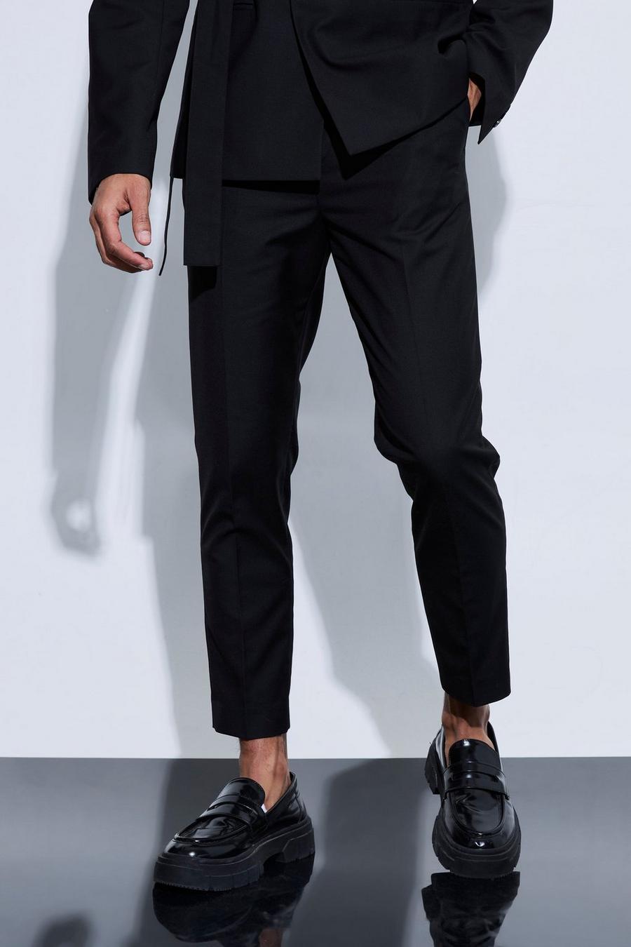 Black Tapered Fit Suit Trousers