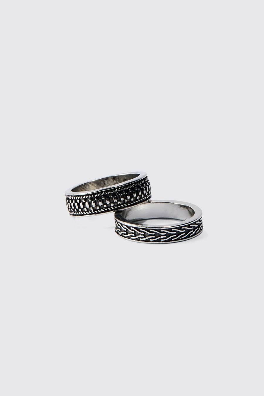 Gun metal 2 Pack Embossed Rings