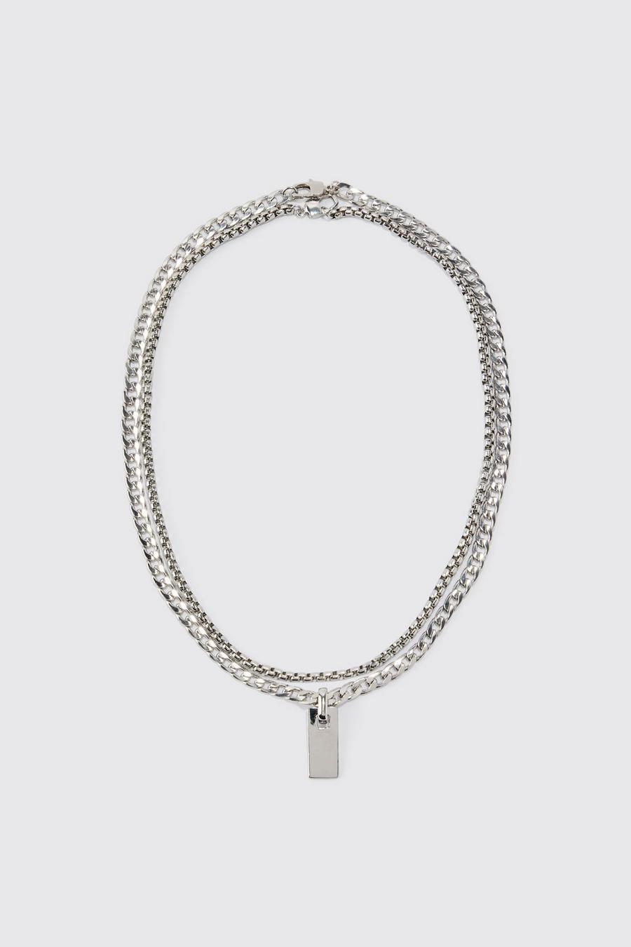 Silver Multi Layer Pendant Necklace