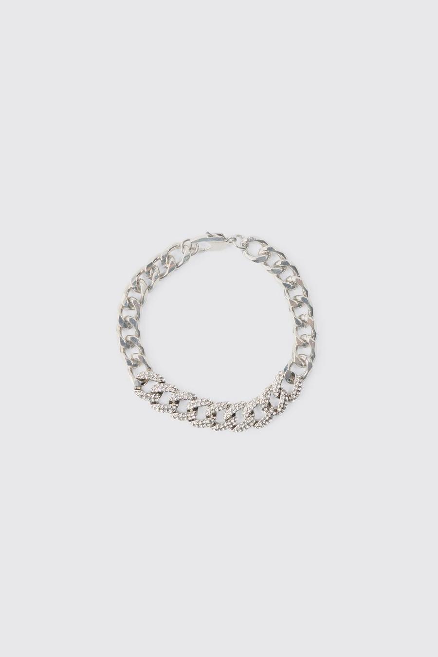 Ketten-Armband mit Strass, Silver image number 1
