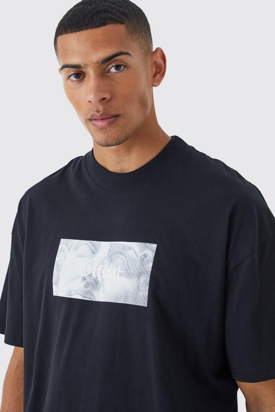 Camiseta oversize con estampado gráfico Official, Black