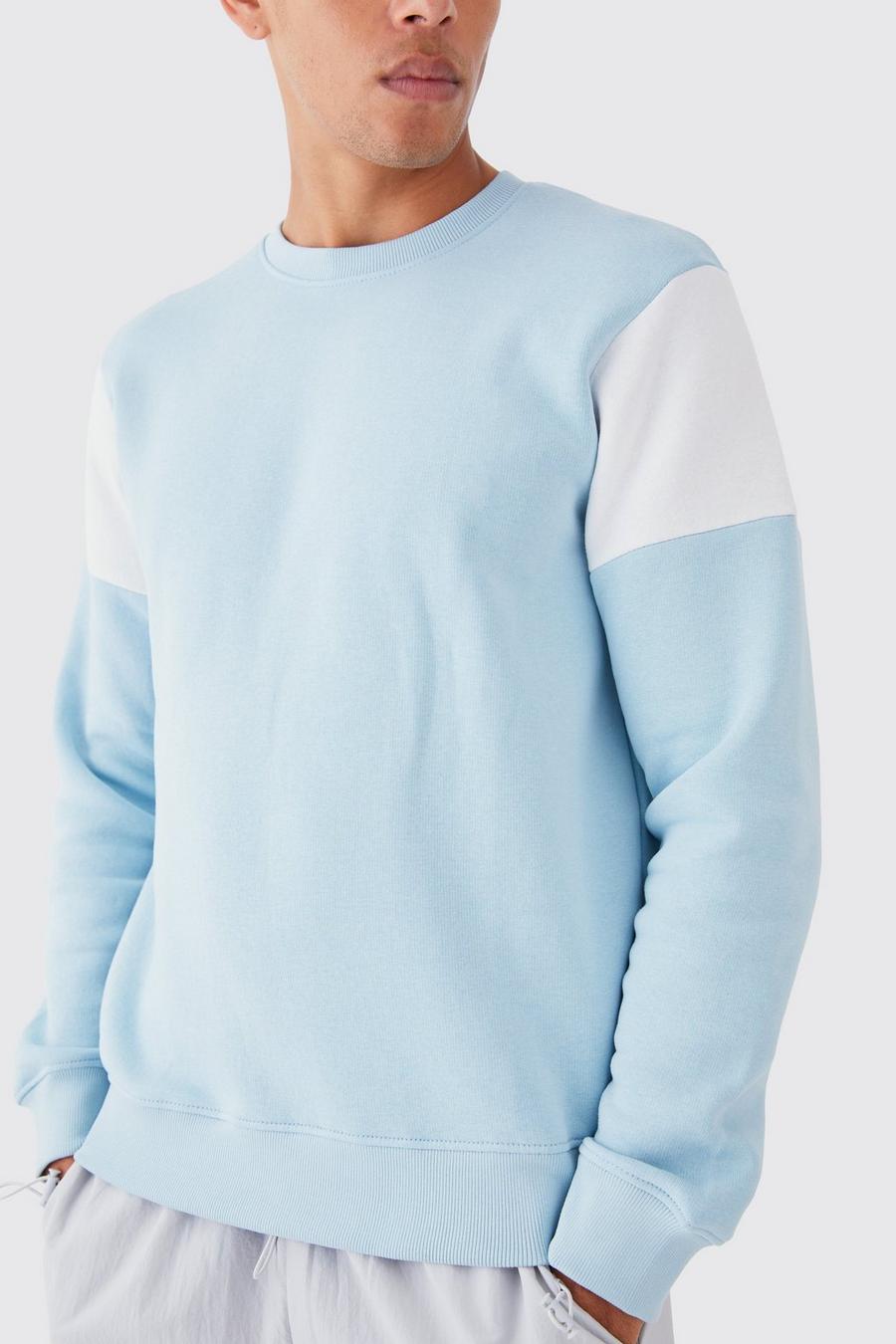 Light blue Slim Colour Block Sweatshirt