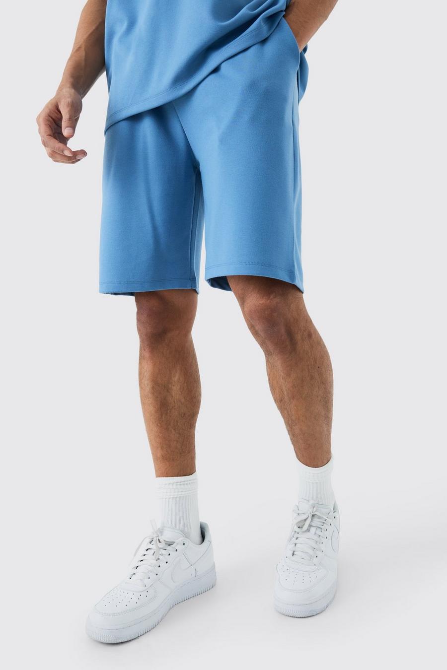 Pantalón corto holgado de largo medio Premium súper grueso, Slate blue