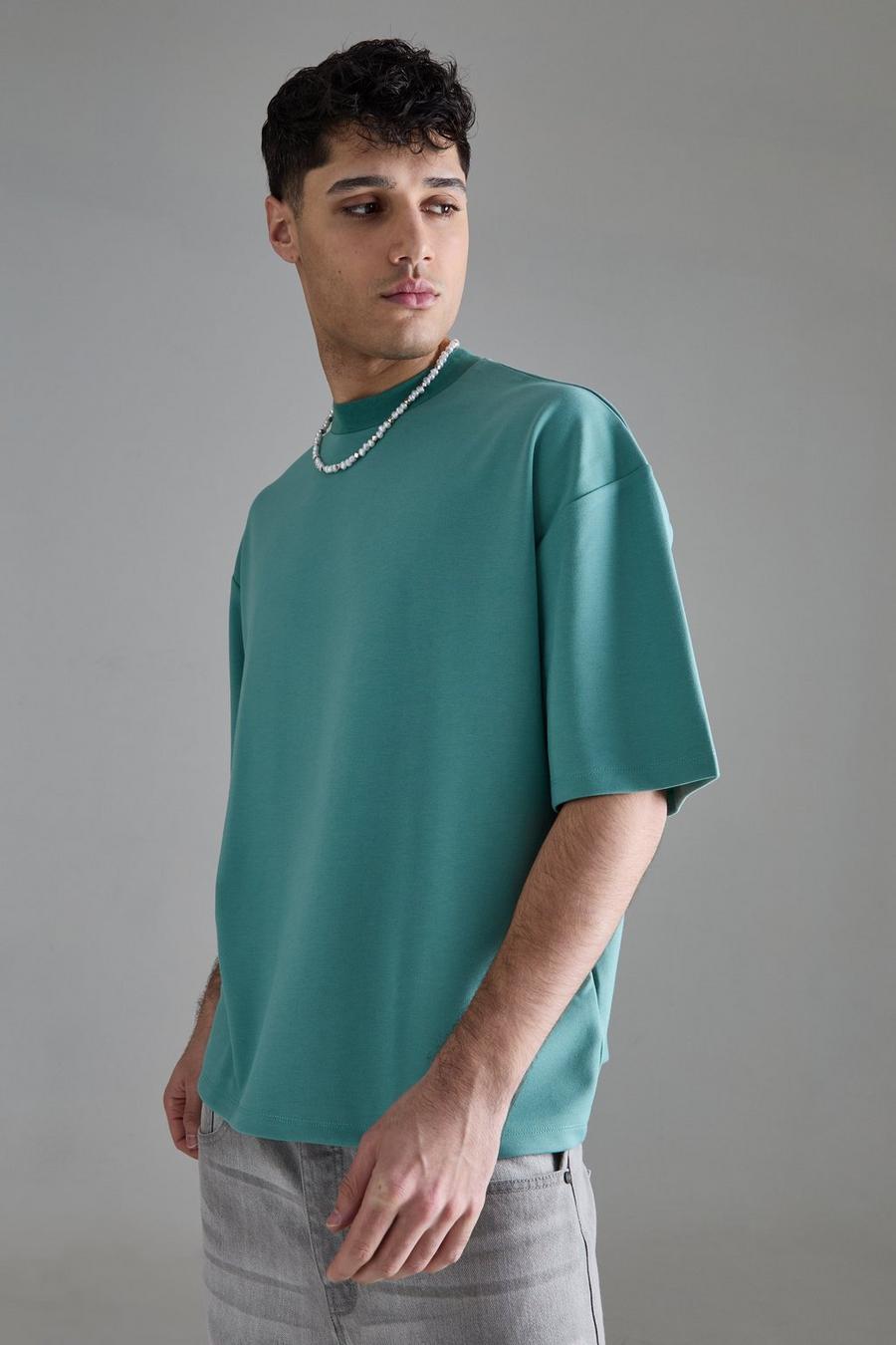 Teal Premium Oversize t-shirt i tjockt tyg image number 1