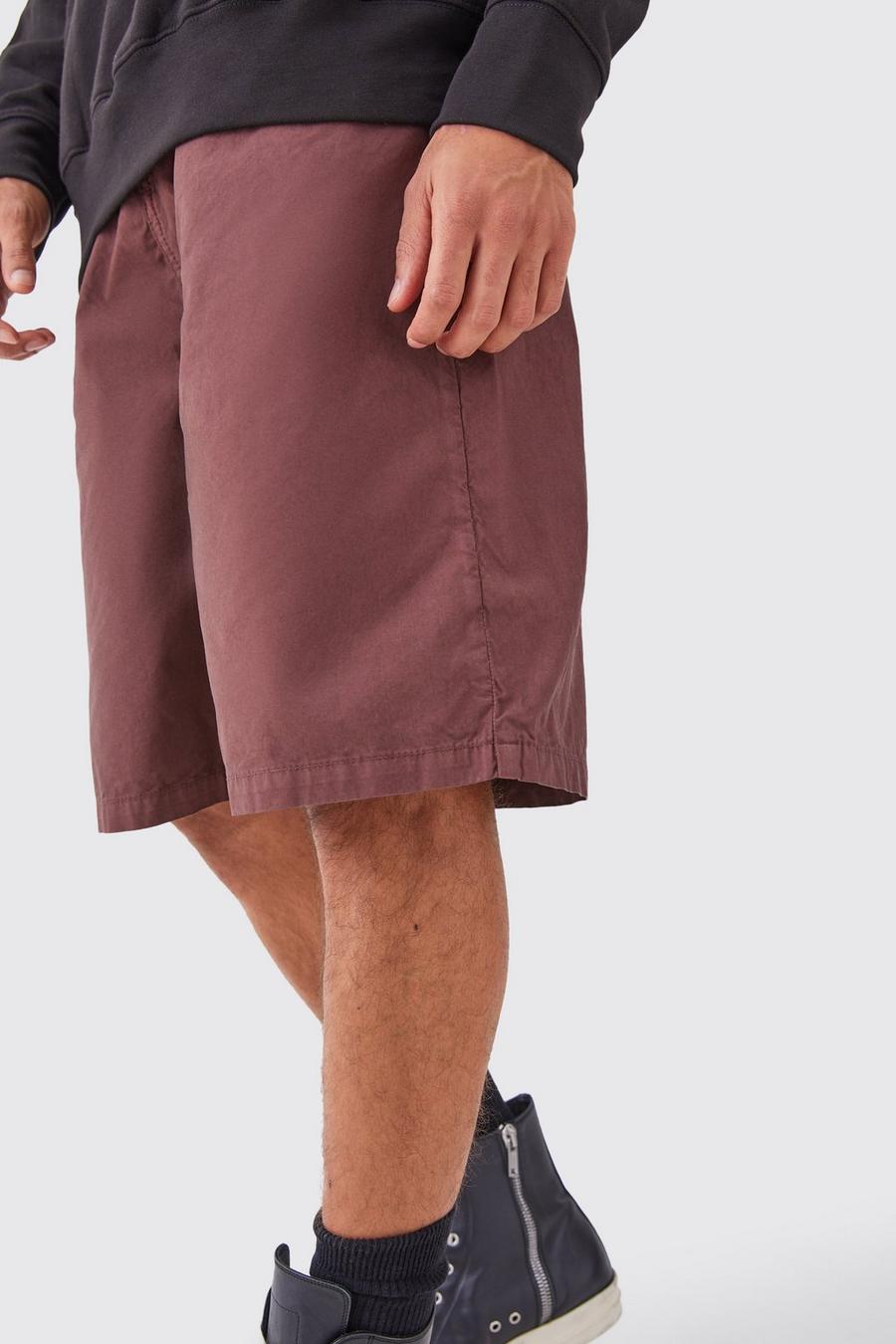 Pantalón deportivo desteñido con cintura fija, Chocolate image number 1