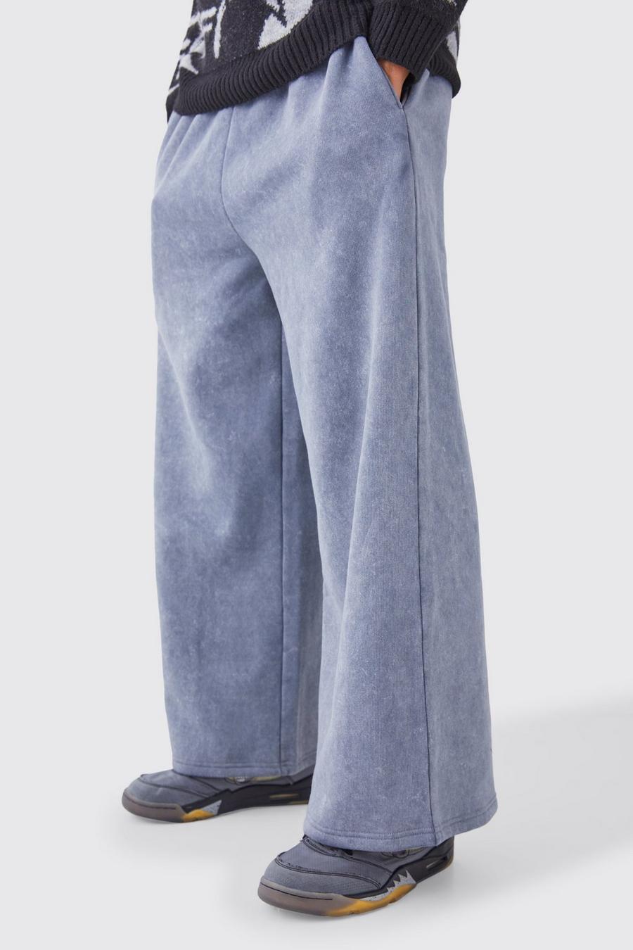 Pantalón deportivo desteñido con pernera súper ancha, Charcoal image number 1
