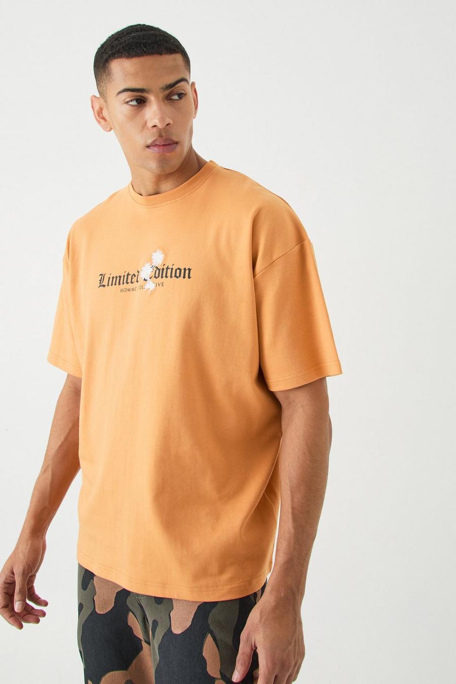 Oversize T-Shirt mit Limited Edition Print, Orange