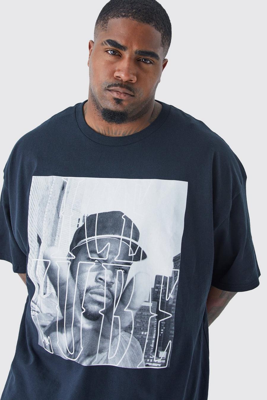 Black Plus Size Gelicenseerd Ice Cube T-Shirt Met Borstopdruk