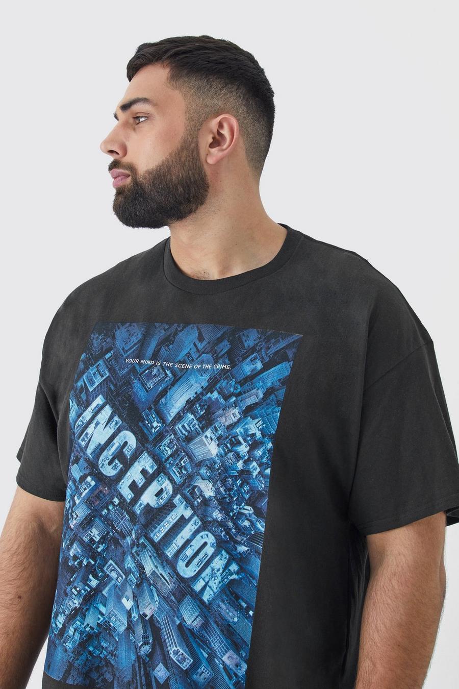 Black Plus Size Gelicenseerd Inception T-Shirt Met Borstopdruk