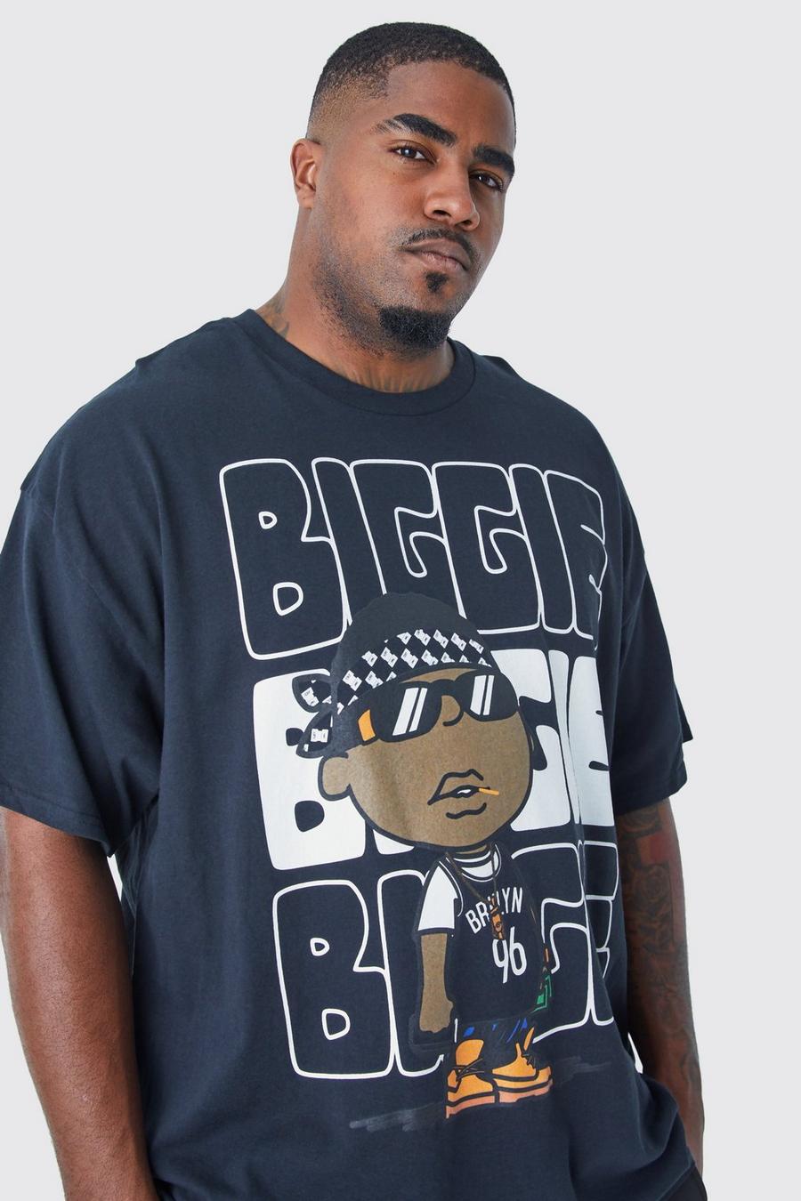 Black Plus Size Notorious Big Chest Print License T-shirt