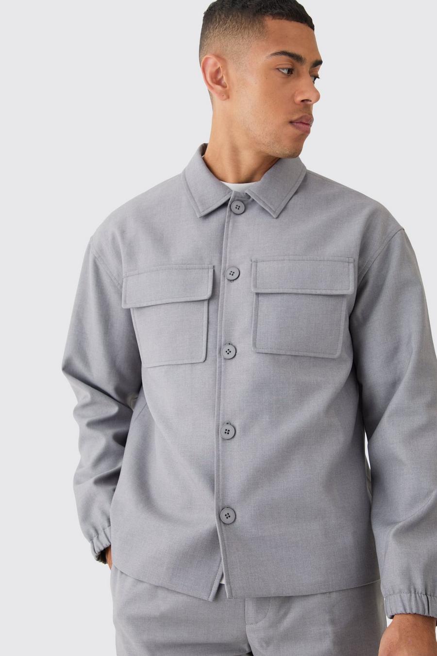 Camicia sartoriale con tasche Cargo, Grey