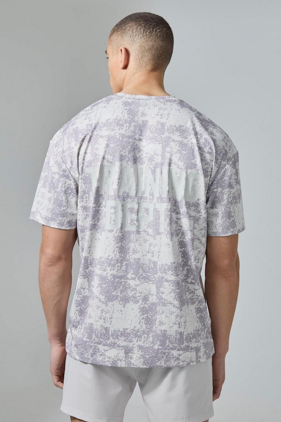 Oversize Camouflage T-Shirt mit Active Training Dept Print, Light grey
