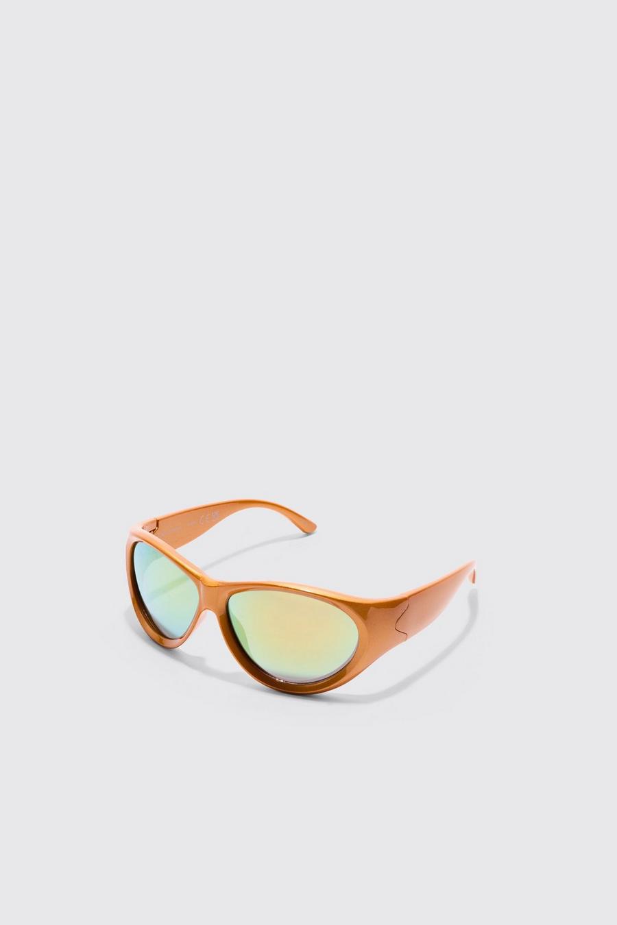 Gafas de sol estilo nadador con lentes de espejo, Orange