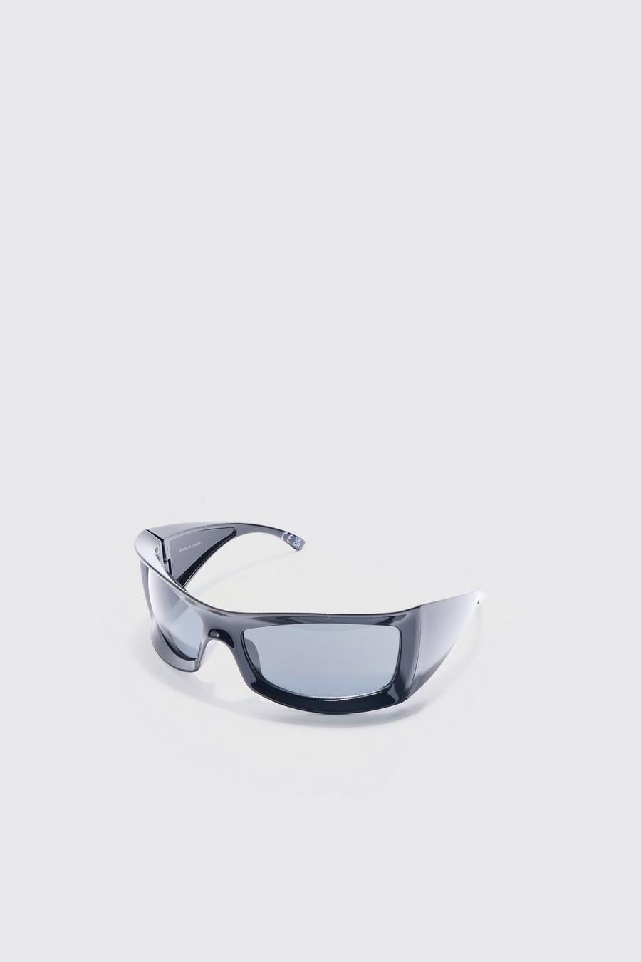 Black Angled Plastic Sunglasses image number 1