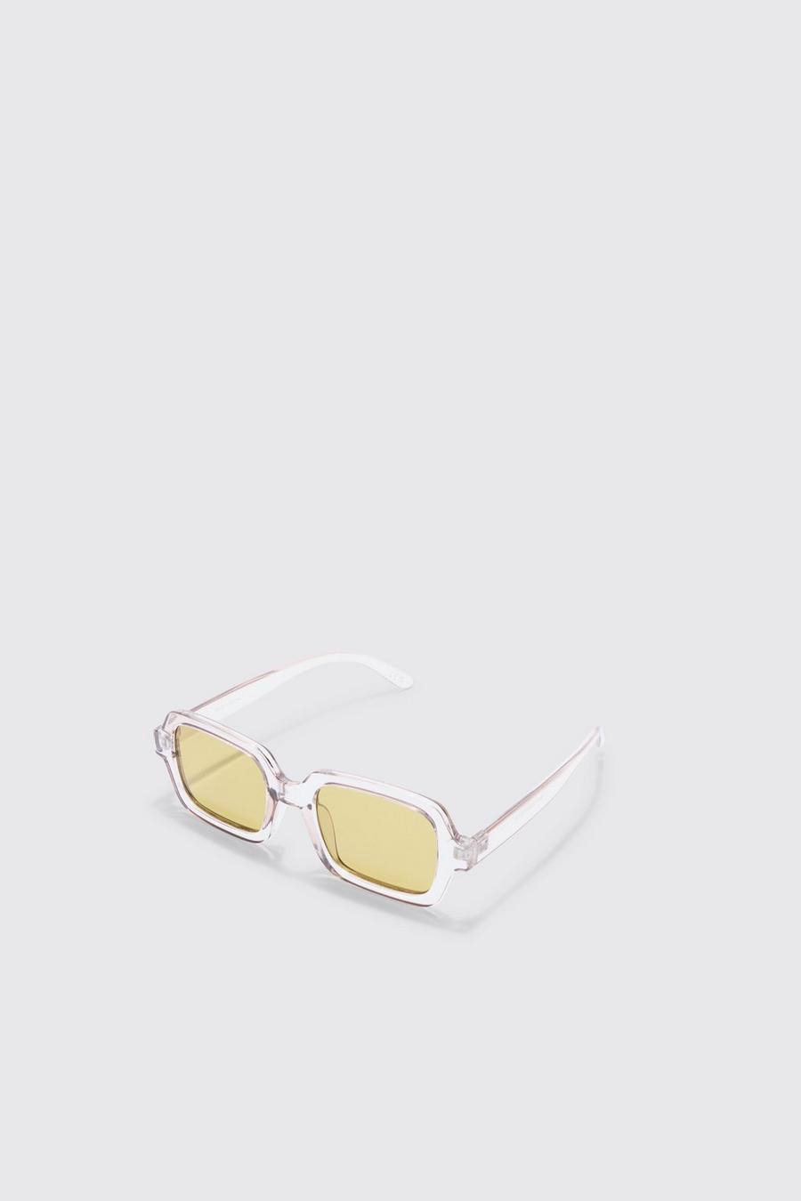Gafas de sol rectangulares de plástico transparente, Grey