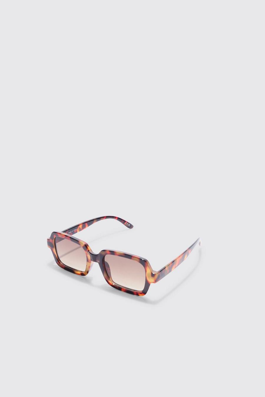 Eckige Schildplatt-Sonnenbrille, Brown