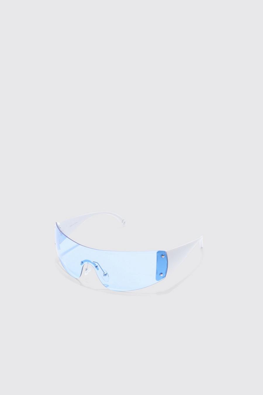 Blue Wrap Visor Sunglasses