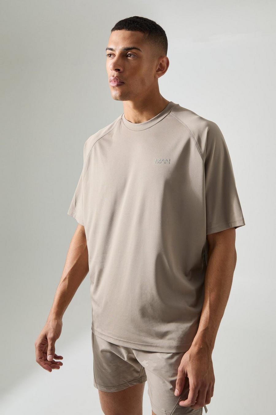 Man Active Oversize Raglan T-Shirt, Sand