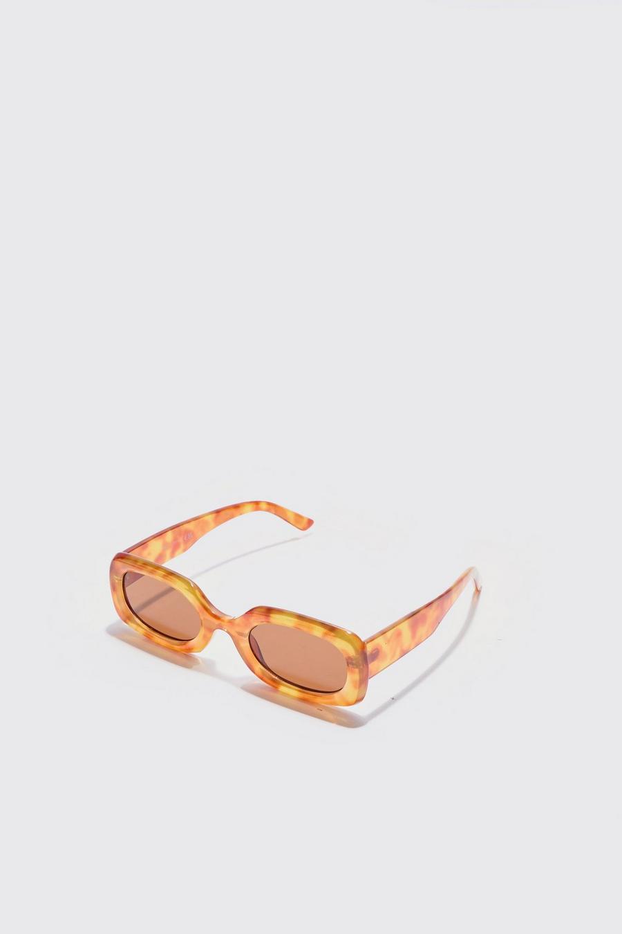 Klobige Sonnenbrille mit Schildplatt Rahmen, Orange
