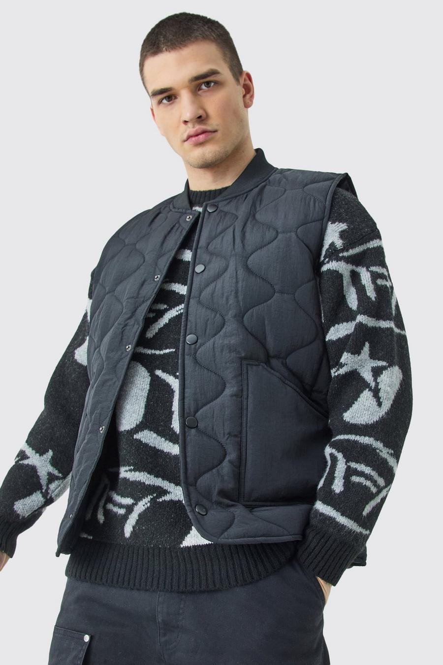 Tall Onion Quilted Gilet In Black