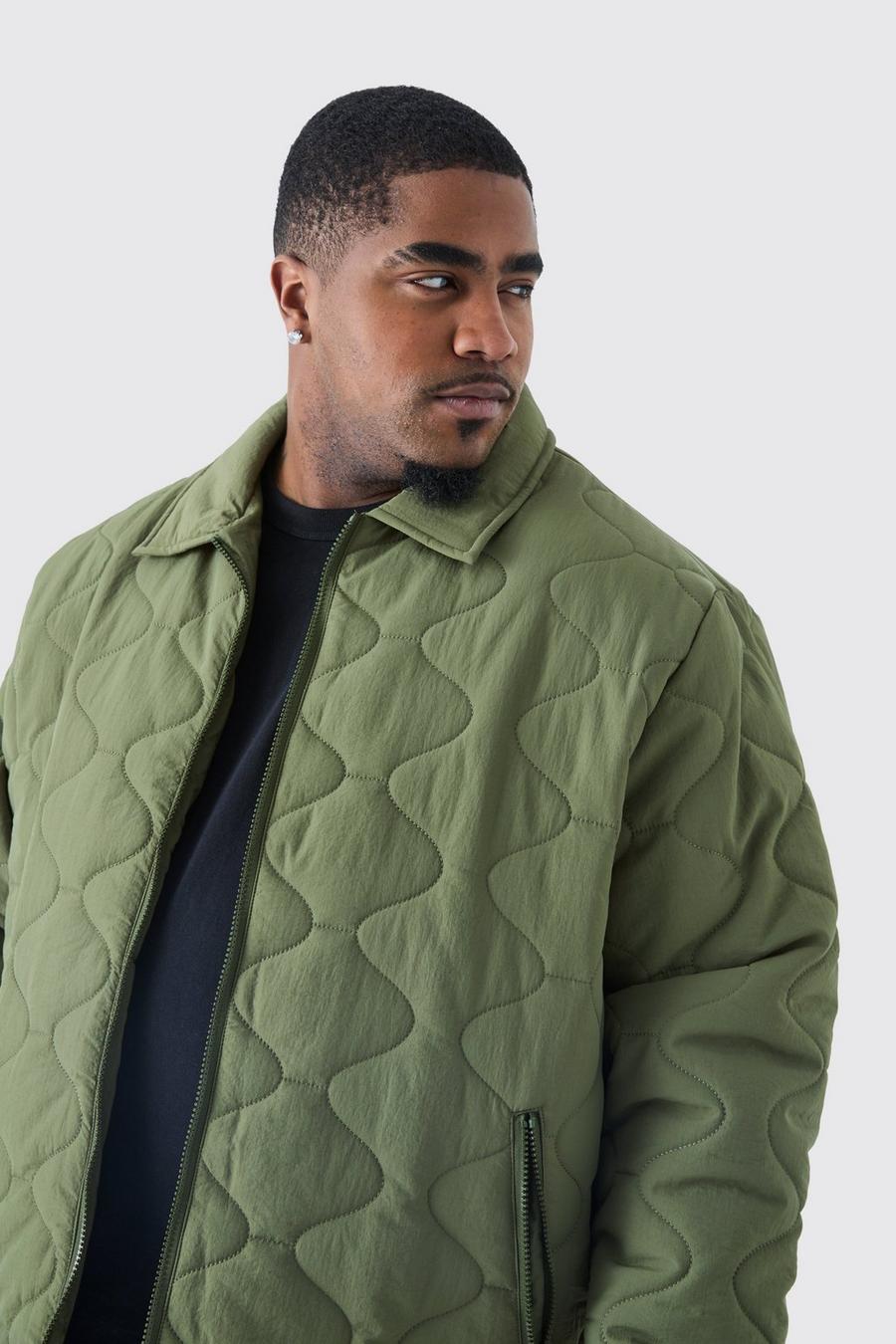Khaki Plus Onion Quilted Collar Jacket