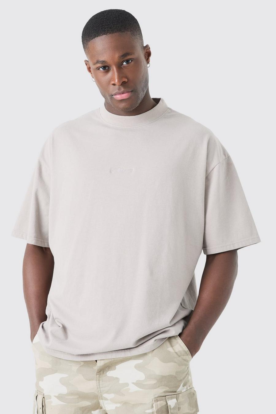Taupe Man Oversized Gebleekt T-Shirt