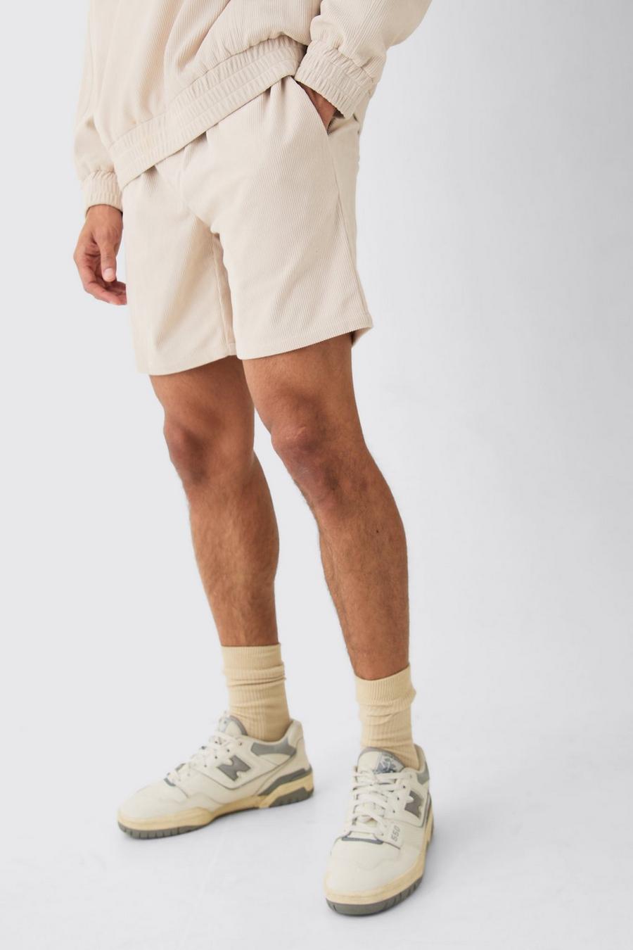 Sand Corduroy Elasticated Waist Shorts