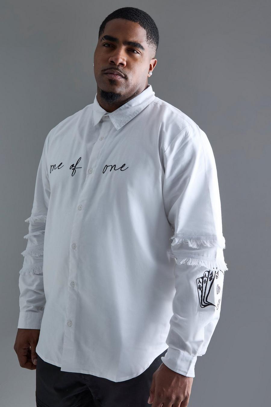White Plus Longsleeve One Of One Embroidered Shirt