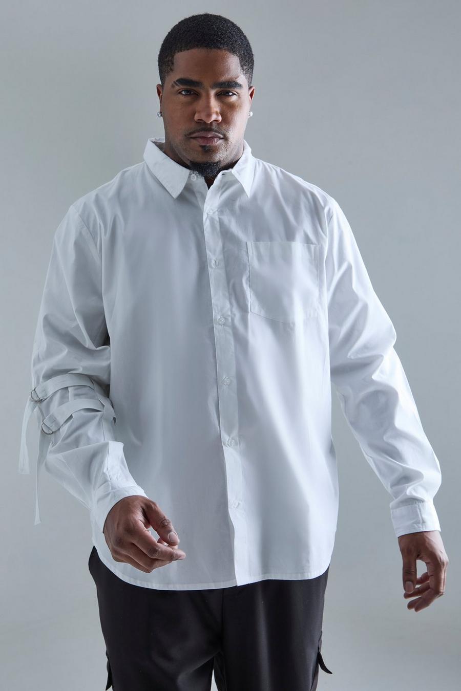 White Plus Overhemd Met Lange Mouwen, Ceintuur En Bandjes