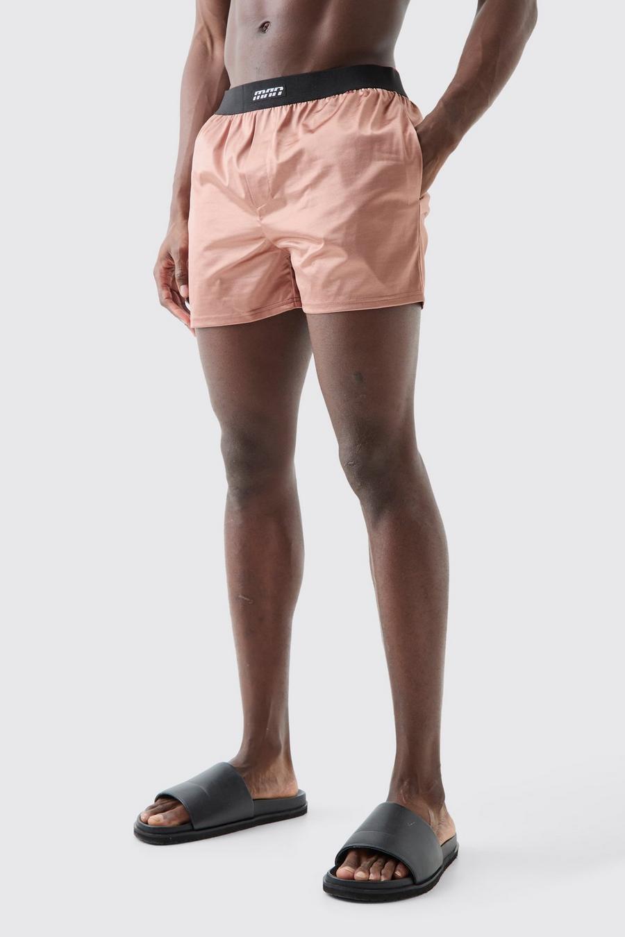 Pantaloncini da bagno corto in raso con vita elasticizzata, Pink