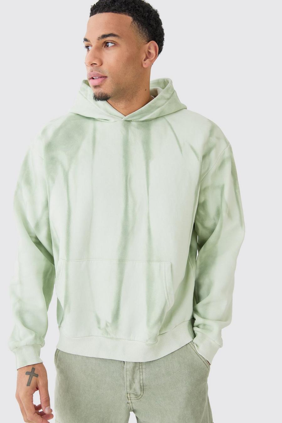 Sage Oversized Boxy Ombre Spray Wash Hoodie 