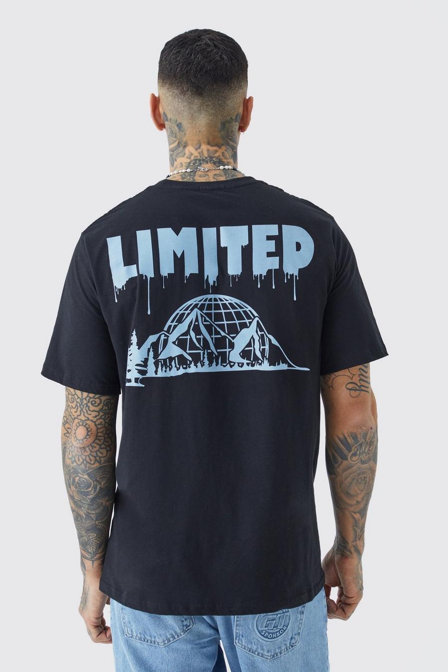 Tall - T-shirt oversize à imprimé paysage, Black