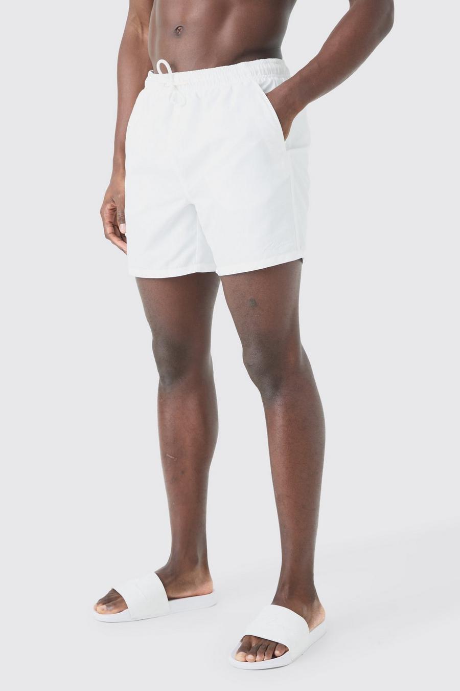 White Man Signature Mid Length Swim Short