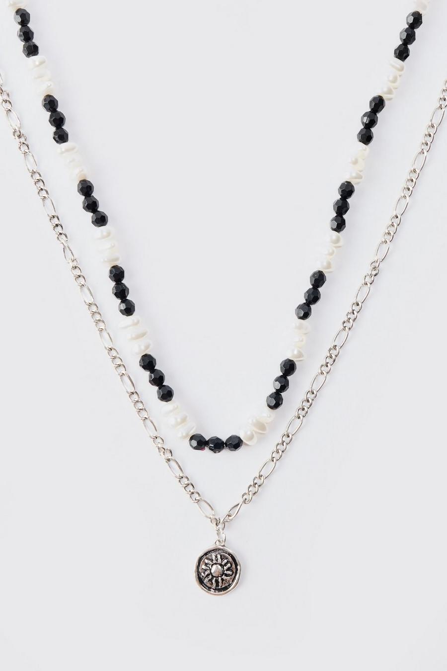 Halskette mit Perlen-Anhänger, Silver