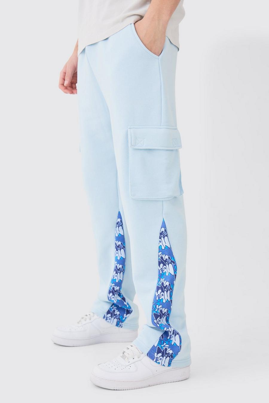 Pantalón deportivo Regular cargo de camuflaje con refuerzos, Blue