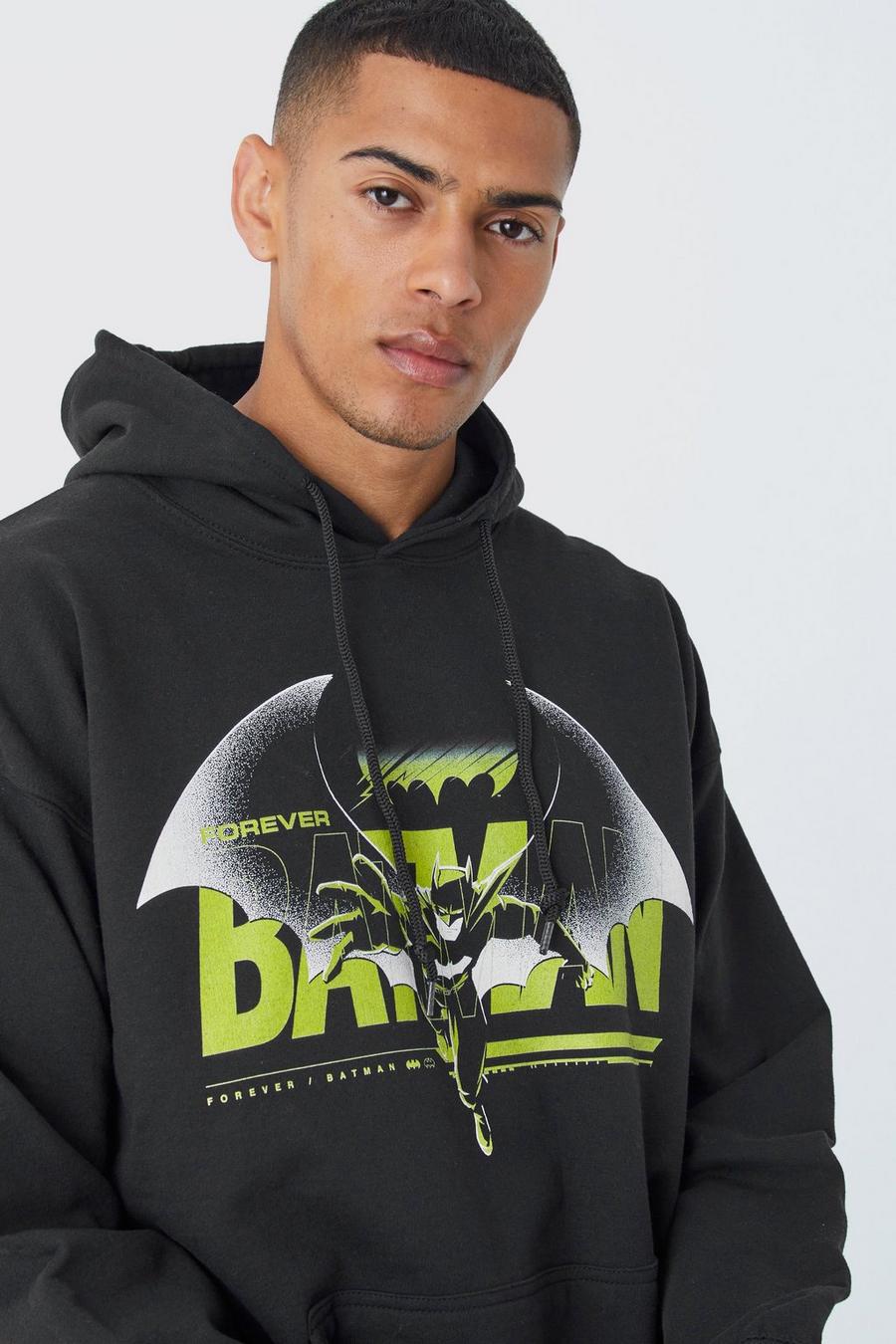 Black Batman Oversize hoodie med tryck image number 1