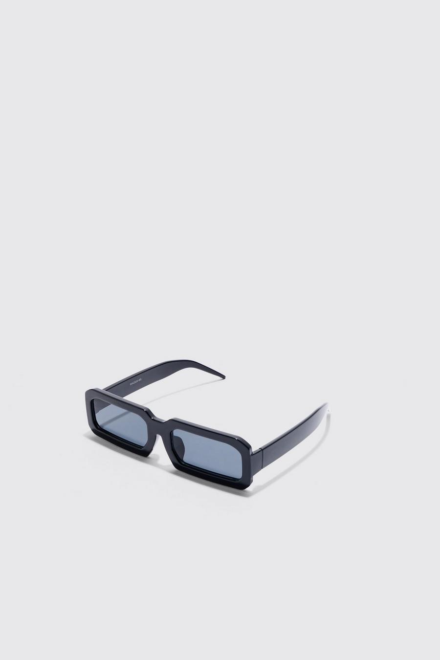 Black Rectangular Chunky Plastic Sunglasses