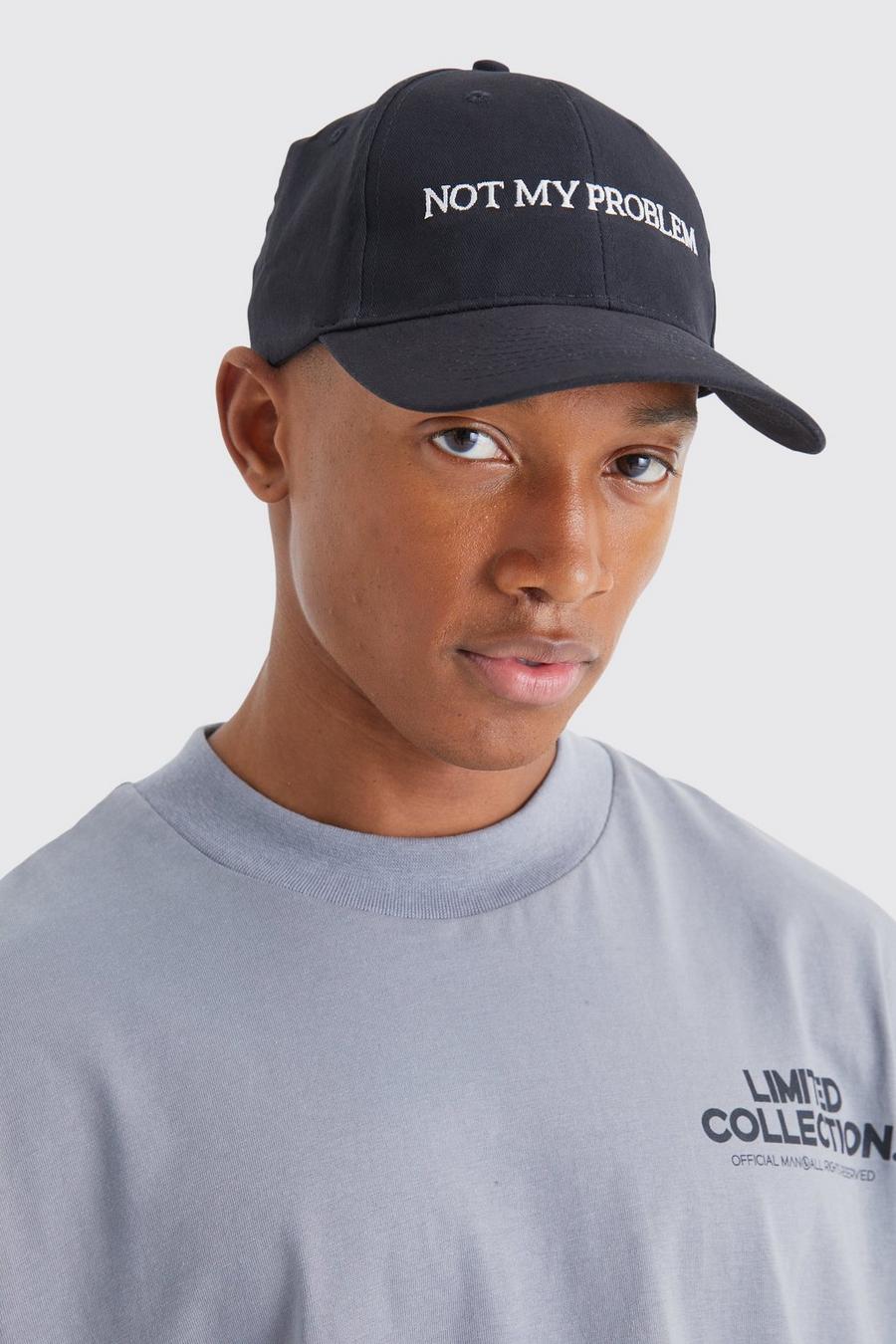 Black Slogan Embroidered Cap