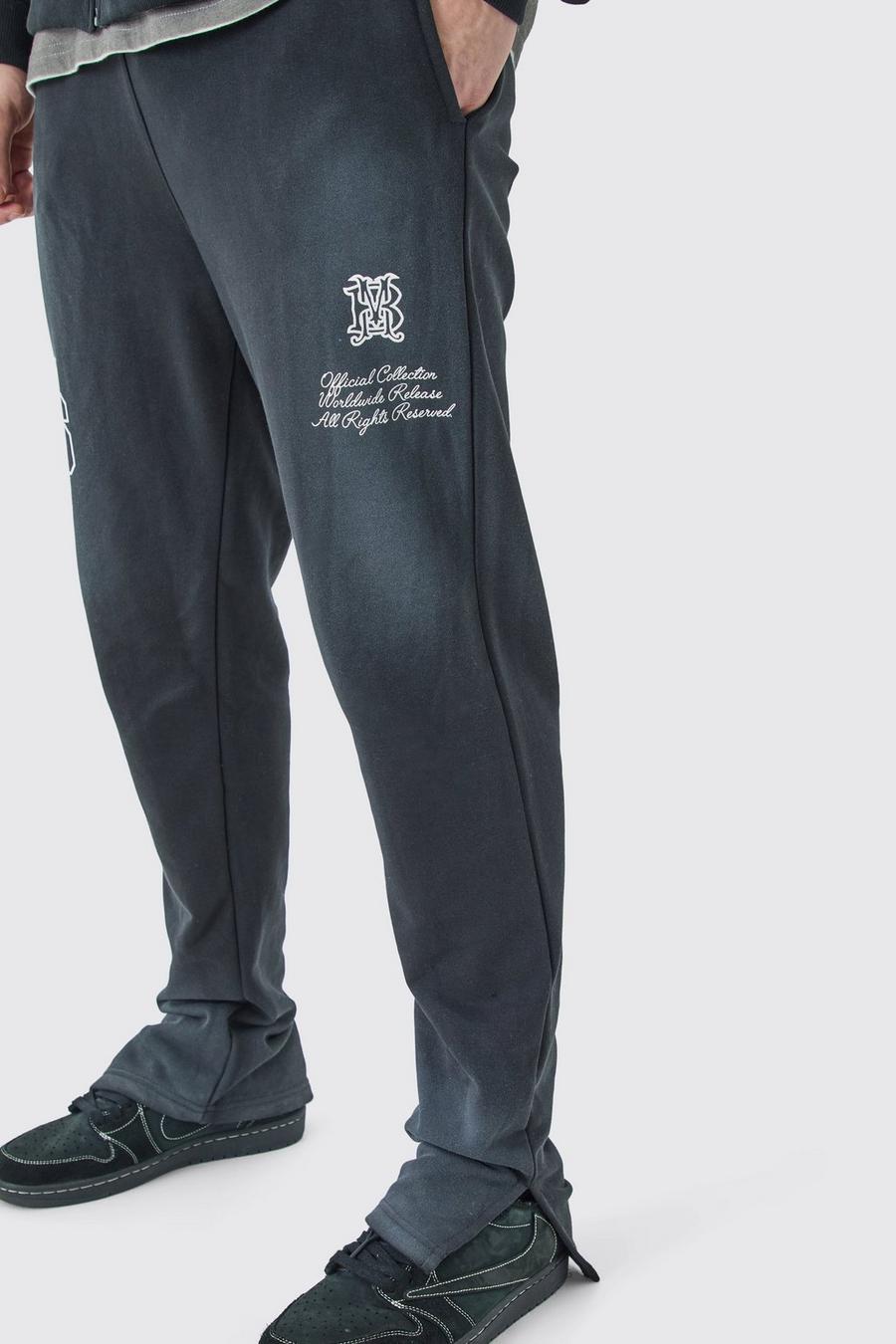 Pantalón deportivo Tall de tela rizo con abertura lateral y lavado a la piedra, Black