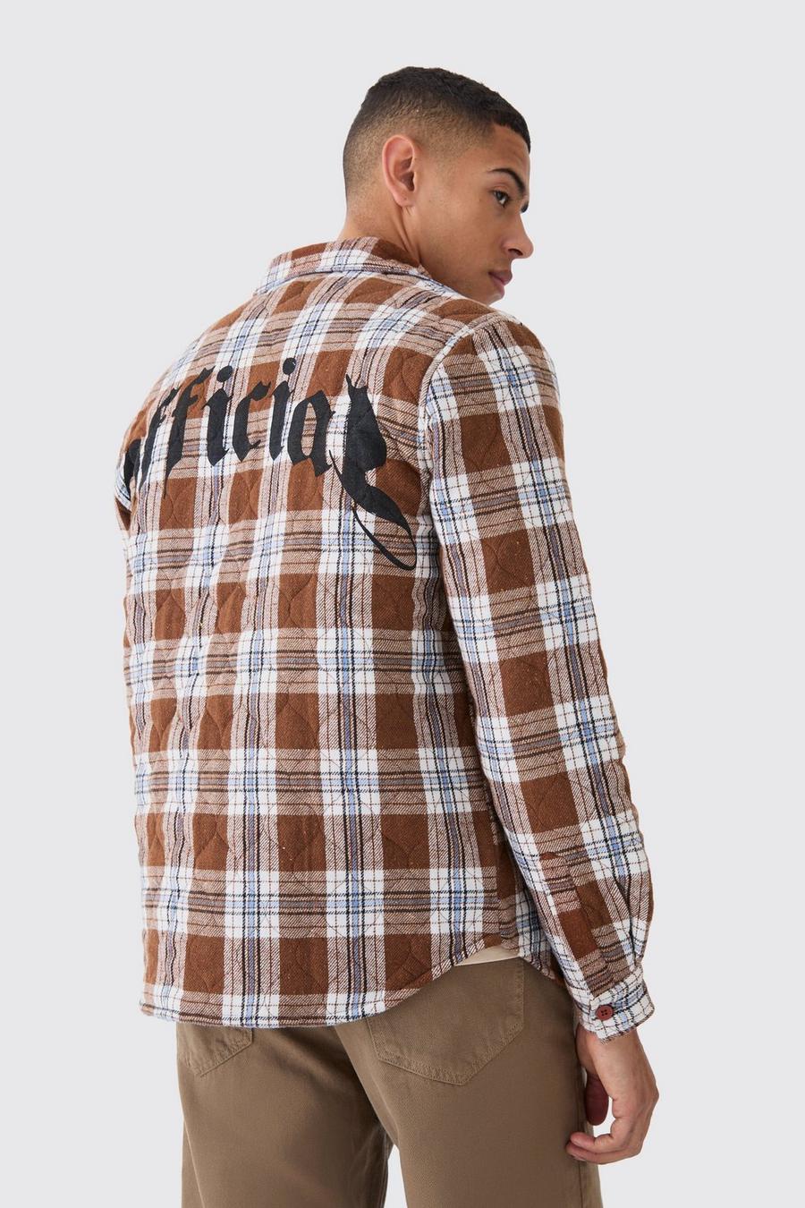 Orange Quilted Checked Overshirt image number 1